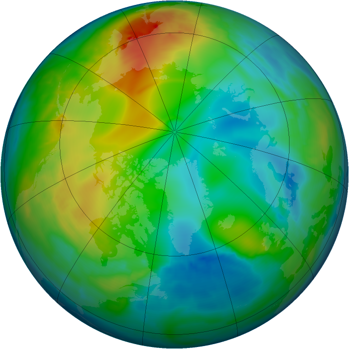 Arctic ozone map for 13 December 2008